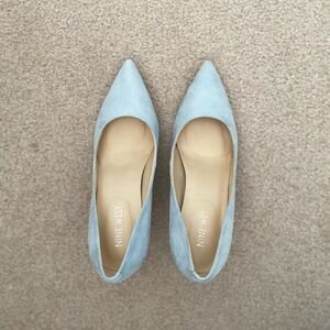 Nine West Light Blue Suede Heels
